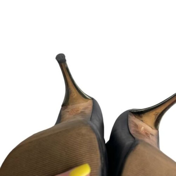 Marciano Guess Stiletto Heel Black Booties Soft Leather Size 6 36 Gold Trim a19 - Picture 11 of 12